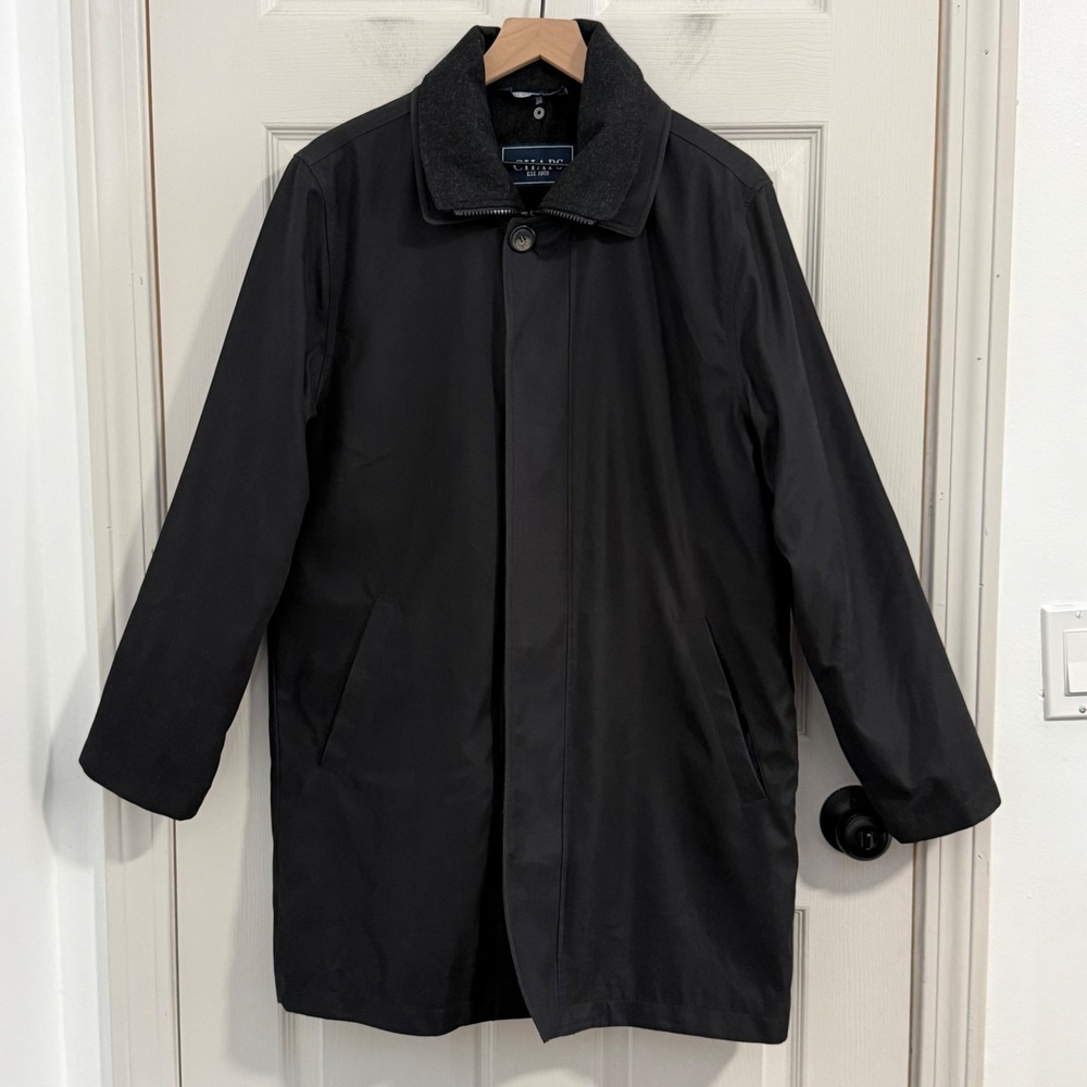 Chaps Wool Coat Mens‎ 38 Black Quilted Liner Wool Blend Old Money Quiet Luxury
